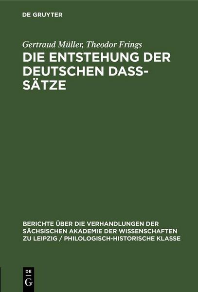 Produktbild: Die Entstehung der deutschen da&szlig;-S&auml;tze