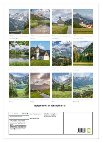 Produktbild: Bergsommer im Tannheimer Tal (Wandkalender 2026 DIN A2 hoch), CALVENDO Monatskalender
