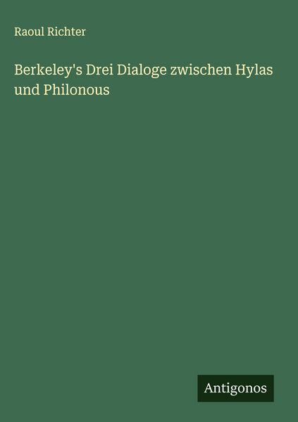 Produktbild: Berkeley's Drei Dialoge zwischen Hylas und Philonous