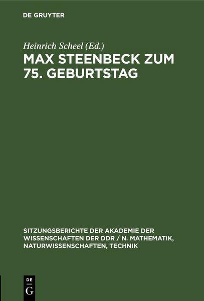 Produktbild: Max Steenbeck zum 75. Geburtstag