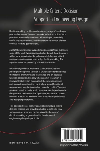 Produktbild: Multiple Criteria Decision Support in Engineering Design
