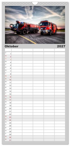 Produktbild: Familienplaner 2027 - Feuerwehr und Rettungsdienst mit 5 Spalten (Wandkalender, 21 x 45 cm) CALVENDO