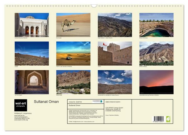 Produktbild: Sultanat Oman (Wandkalender 2026 DIN A2 quer), CALVENDO Monatskalender