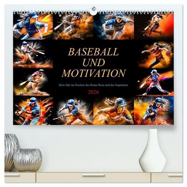 Baseball und Motivation (hochwertiger Premium Wandkalender 2026 DIN A2 quer), Kunstdruck in Hochglanz