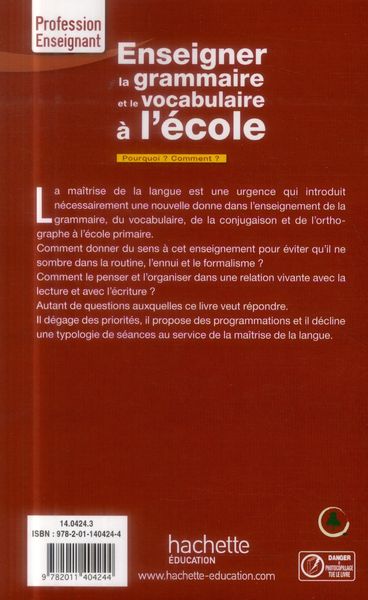 Produktbild: Enseigner la grammaire et le vocabulaire &agrave; l'&eacute;cole