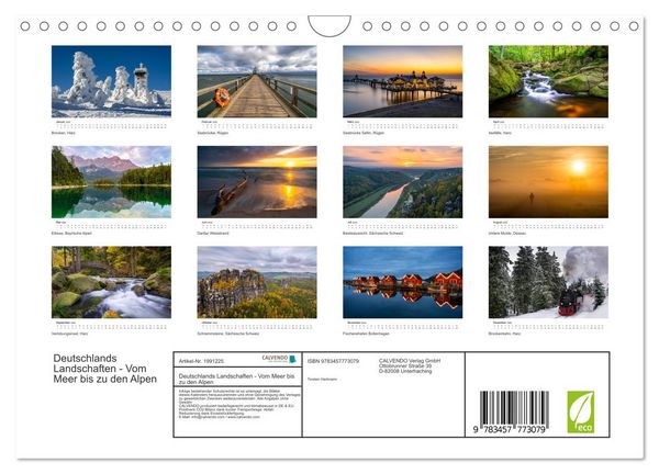 Produktbild: Deutschlands Landschaften - Vom Meer bis zu den Alpen (Wandkalender 2026 DIN A4 quer), CALVENDO Monatskalender