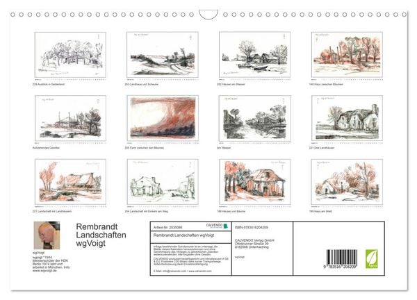 Produktbild: Rembrandt Landschaften wgVoigt (Wandkalender 2026 DIN A3 quer), CALVENDO Monatskalender