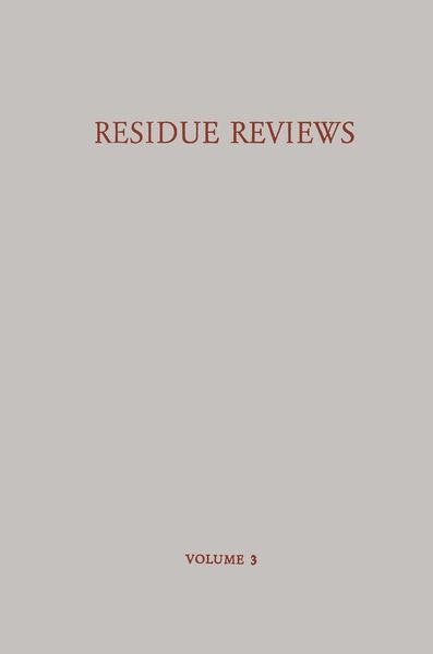 Produktbild: Residue Reviews / R&uuml;ckstands-Berichte