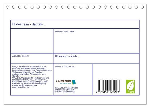 Produktbild: Hildesheim - damals ... (Tischkalender 2026 DIN A5 quer), CALVENDO Monatskalender