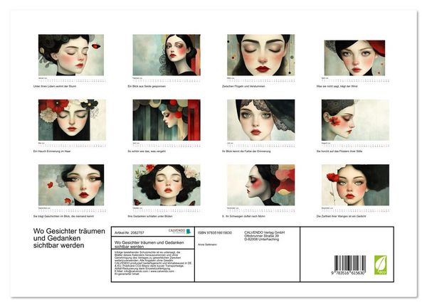 Produktbild: Wo Gesichter tr&auml;umen und Gedanken sichtbar werden (hochwertiger Premium Wandkalender 2026 DIN A2 quer), Kunstdruck in Hochglanz