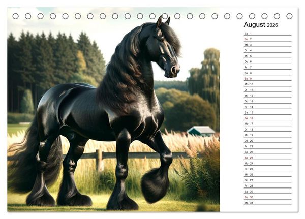 Produktbild: Kaltbl&uuml;ter - Die majest&auml;tische Kraft und Sch&ouml;nheit der Kaltblutpferde (Tischkalender 2026 DIN A5 quer), CALVENDO Monatskalender