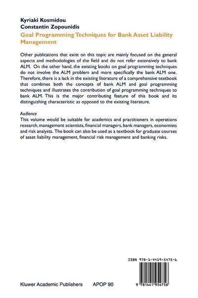Produktbild: Goal Programming Techniques for Bank Asset Liability Management