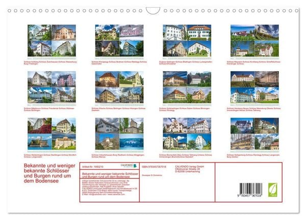 Produktbild: Bekannte und weniger bekannte Schl&ouml;sser und Burgen rund um dem Bodensee (Wandkalender 2026 DIN A3 quer), CALVENDO Monatskalender
