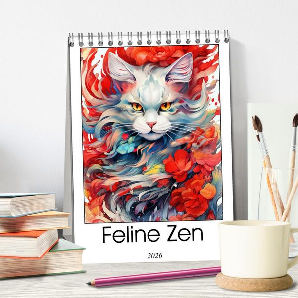 Produktbild: Feline Zen (Desk Calendar 2026 DIN A5 portrait), CALVENDO 12 Month DeskCalendar