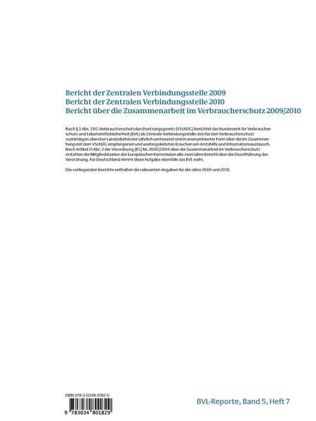 Produktbild: Berichte zum Wirtschaftlichen Verbraucherschutz 2009/2010