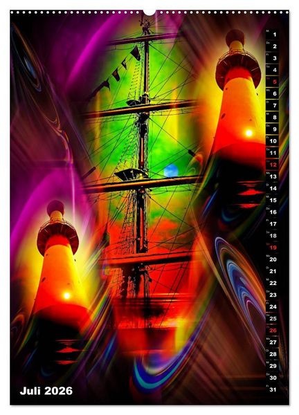Produktbild: Leuchtt&uuml;rme Kalender der besonderen Art (hochwertiger Premium Wandkalender 2026 DIN A2 hoch), Kunstdruck in Hochglanz