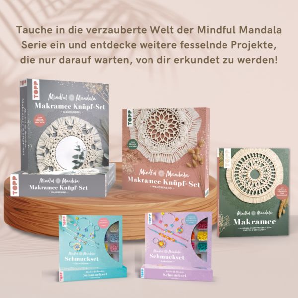 Produktbild: Mindful Mandala - Makramee-Kn&uuml;pf-Set: Wandspiegel. Mit Anleitung und Material zum Selberkn&uuml;pfen