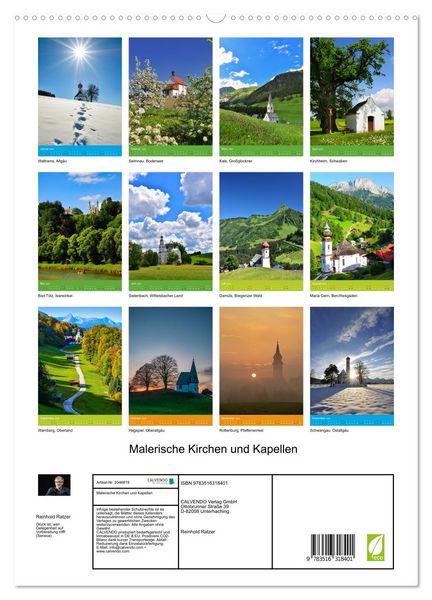 Produktbild: Malerische Kirchen und Kapellen (hochwertiger Premium Wandkalender 2026 DIN A2 hoch), Kunstdruck in Hochglanz