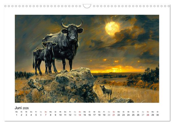 Produktbild: Wilde Rinder (Wandkalender 2026 DIN A3 quer), CALVENDO Monatskalender