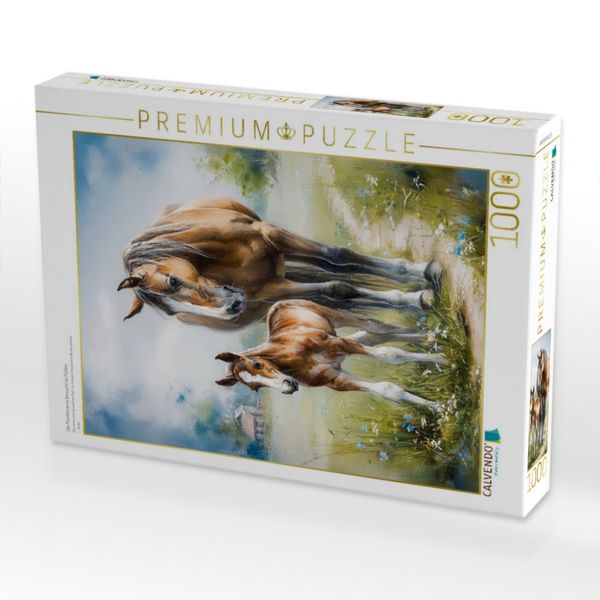 Produktbild: CALVENDO Puzzle Die Pferdemama bewacht ihr Fohlen | 1000 Teile Lege-Gr&ouml;&szlig;e 64x48cm Foto-Puzzle f&uuml;r gl&uuml;ckliche Stunden