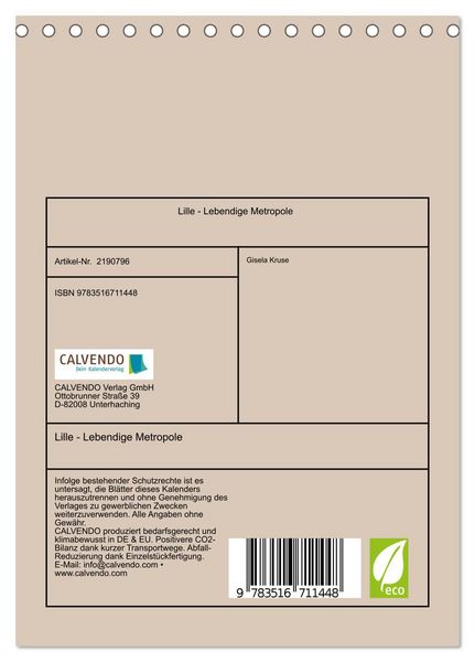 Produktbild: Lille - Lebendige Metropole (Tischkalender 2026 DIN A5 hoch), CALVENDO Monatskalender