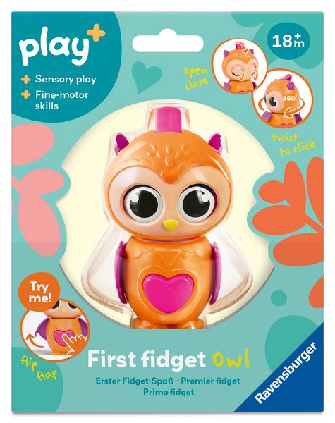 Ravensburger 112034161 Play+ First Fidget Owl – Fidget Toy Baby, Drehen & Drücken, Klick-Klack-Sound, Sensorik-Spielzeug, Anti-Stress-Spielzeug, Geschenk ab 18 Monaten
