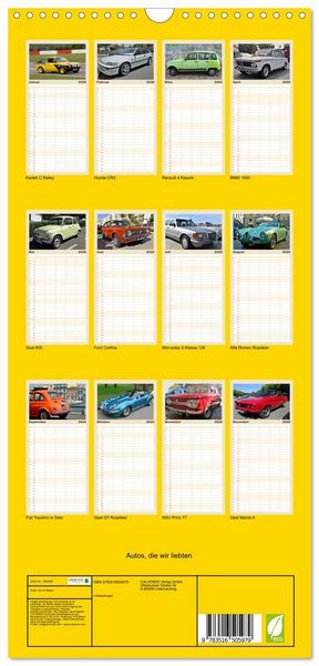 Produktbild: Familienplaner 2026 - Autos, die wir liebten mit 5 Spalten (Wandkalender, 21 x 45 cm) CALVENDO
