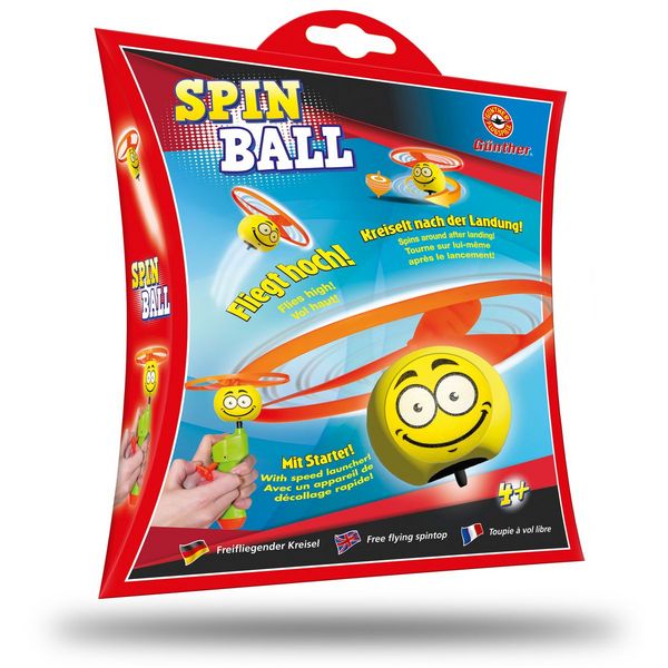 Produktbild: Paul G&uuml;nther 1638 - Spin Ball, Freifliegender Kreisel mit Smiley Motiv, mit Schnellstarter, ab 4 Jahren