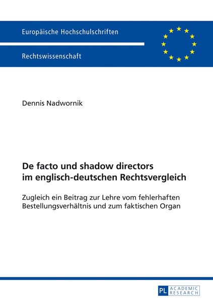 Produktbild: De facto und shadow directors im englisch-deutschen Rechtsvergleich