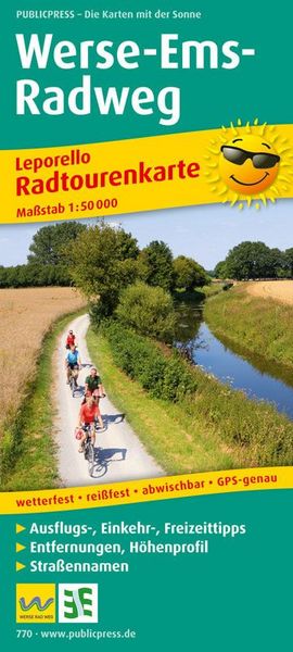 Produktbild: Publicpress Leporello Radtourenkarte Werse-Ems-Radweg 1:50.000