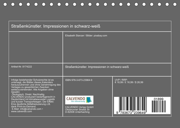 Produktbild: Stra&szlig;enk&uuml;nstler. Impressionen in schwarz-wei&szlig; (Tischkalender 2022 DIN A5 quer)