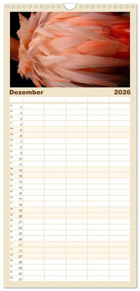 Produktbild: Familienplaner 2026 - Flamingo Zauber mit 5 Spalten (Wandkalender, 21 x 45 cm) CALVENDO