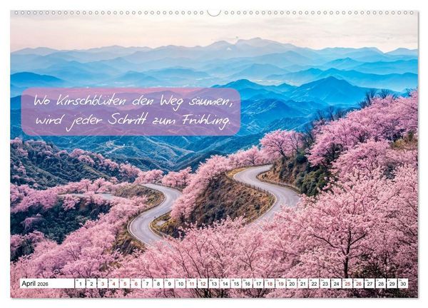 Produktbild: Wege zwischen Asphalt und Himmel - Achtsamkeitskalender mit Weisheiten (hochwertiger Premium Wandkalender 2026 DIN A2 quer), Kunstdruck in Hochglanz