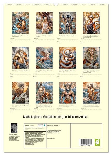 Produktbild: Mythologische Gestalten der griechischen Antike (hochwertiger Premium Wandkalender 2026 DIN A2 hoch), Kunstdruck in Hochglanz