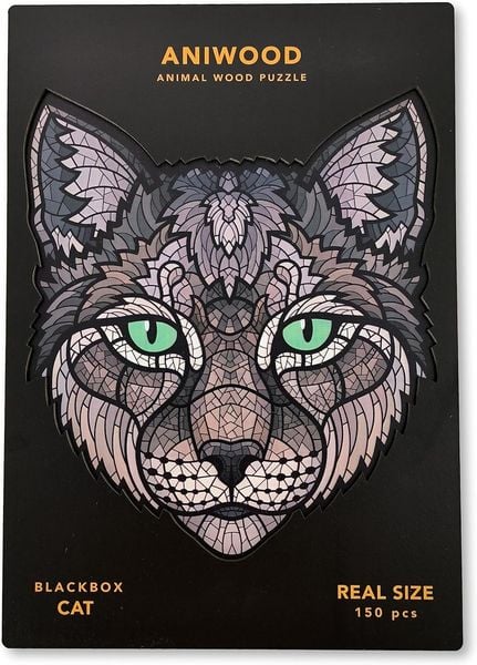 BestSaller J7403M - Aniwood Animal Wood Puzzle, Katze M, Holz-Puzzle, 150 Teile