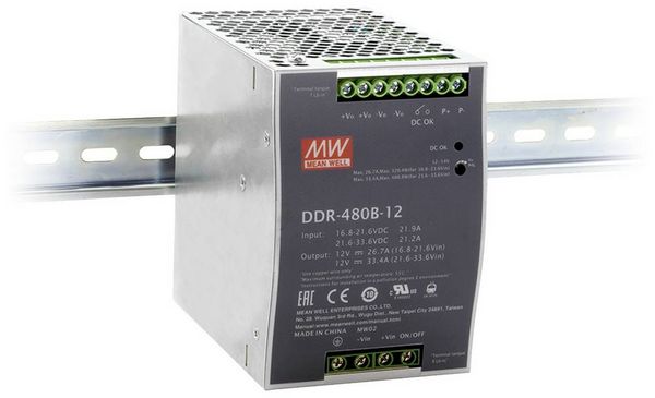 Produktbild: MEAN WELL DDR-480B-24 DC/DC-Wandler 24V 20A 480W Anzahl Ausg&auml;nge: 1 x Inhalt 1St.