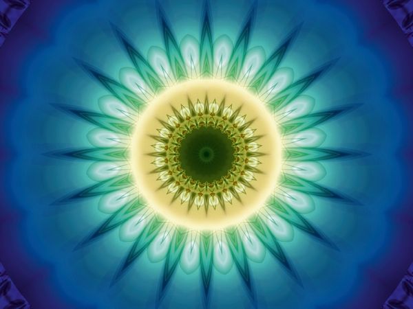 Produktbild: CALVENDO Puzzle Mandala blaues Licht 1000 Teile Puzzle quer | 1000 Teile Lege-Gr&ouml;&szlig;e 64 &times; 48 cm Foto-Puzzle f&uuml;r gl&uuml;ckliche Stunden