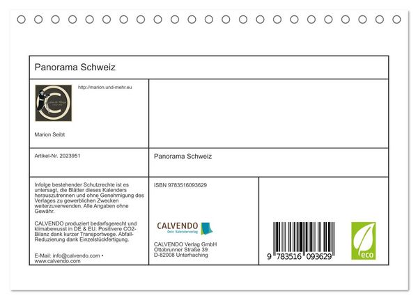 Produktbild: Panorama Schweiz (Tischkalender 2026 DIN A5 quer), CALVENDO Monatskalender