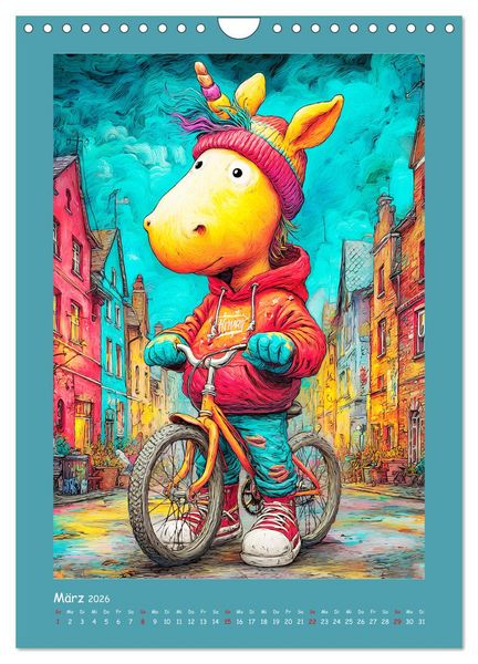Produktbild: Unicorns. Niedliche Einh&ouml;rner in der Stadt (Wandkalender 2026 DIN A4 hoch), CALVENDO Monatskalender