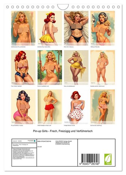 Produktbild: Pin-up Girls - Frech, Freiz&uuml;gig und Verf&uuml;hrerisch (Wandkalender 2026 DIN A4 hoch), CALVENDO Monatskalender