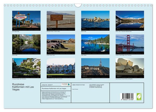 Produktbild: Rundreise Kalifornien mit Las Vegas (Wandkalender 2026 DIN A3 quer), CALVENDO Monatskalender