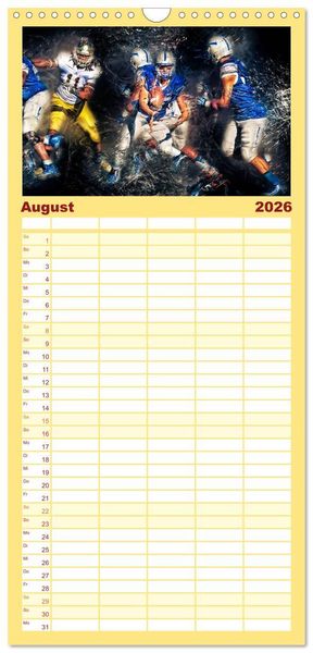 Produktbild: Familienplaner 2026 - American Football - so cool mit 5 Spalten (Wandkalender, 21 x 45 cm) CALVENDO