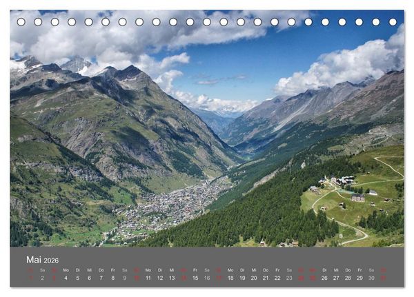 Produktbild: Wallis. Perle der Schweiz (Tischkalender 2026 DIN A5 quer), CALVENDO Monatskalender