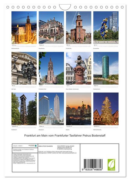 Produktbild: Frankfurt am Main vom Frankfurter Taxifahrer Petrus Bodenstaff (Wandkalender 2026 DIN A4 hoch), CALVENDO Monatskalender
