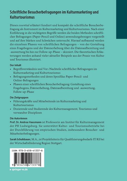 Produktbild: Schriftliche Besucherbefragungen im Kulturmarketing und Kulturtourismus