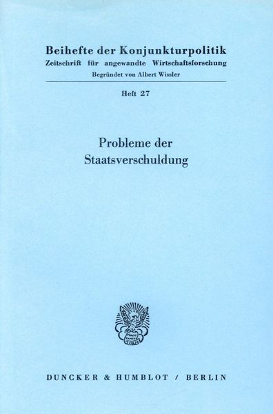 Produktbild: Probleme der Staatsverschuldung.