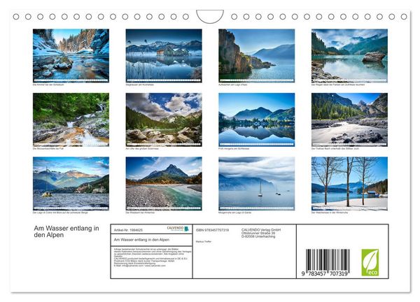 Produktbild: Am Wasser entlang in den Alpen (Wandkalender 2026 DIN A4 quer), CALVENDO Monatskalender