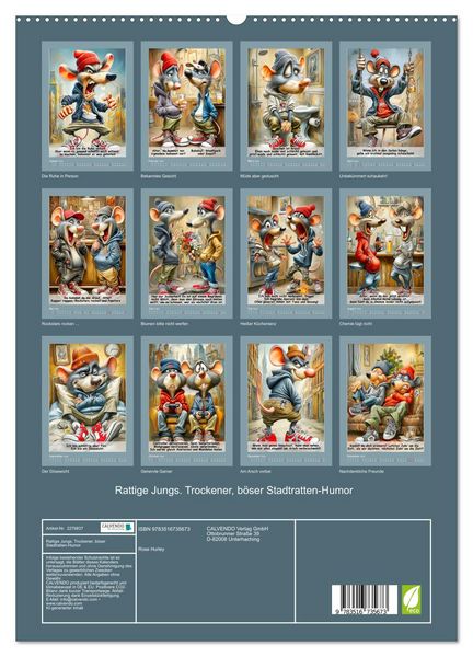 Produktbild: Rattige Jungs. Trockener, b&ouml;ser Stadtratten-Humor (hochwertiger Premium Wandkalender 2026 DIN A2 hoch), Kunstdruck in Hochglanz