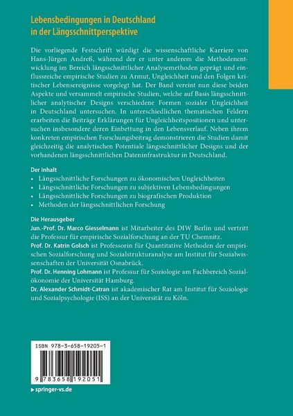 Produktbild: Lebensbedingungen in Deutschland in der L&auml;ngsschnittperspektive