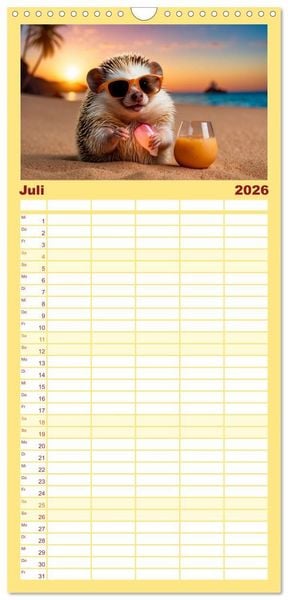 Produktbild: Familienplaner 2026 - Stachelstars mit 5 Spalten (Wandkalender, 21 x 45 cm) CALVENDO